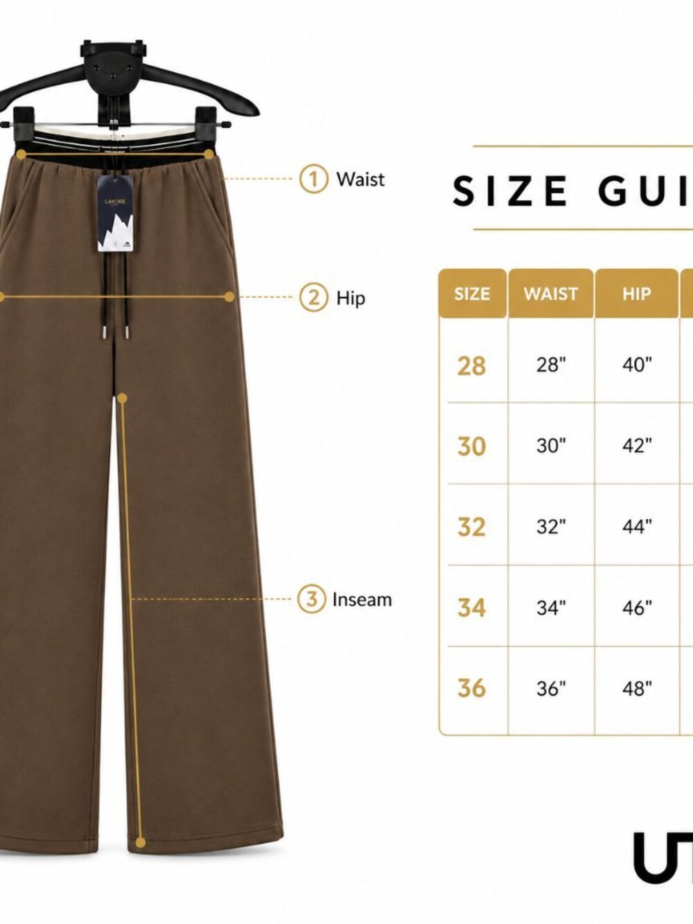 Women’s Brown Stretchable Wide-Leg Pants NWT | Elastic Waist - Picture 4 of 9